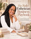 The Solo Esthetician Business Playbook digital guide cover by Marinda Hilton